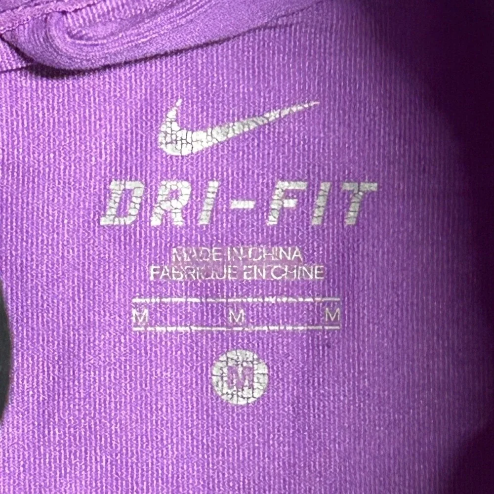 Nike Track Jacket Womens Size M Purple Dri-Fit Mesh Panel Short Sleeve Full Zip
